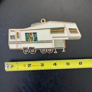 Vintage Fifth Wheel Camper Stained Glass Ornament